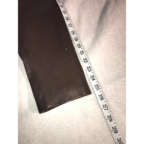 Siena Studio Women's Brown Zip Studded Leather Moto Jacket - Picture 8 of 9